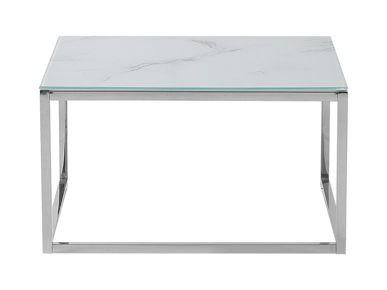 Lot de 2 tables basses BREA Verre de sécurité Marbre blanc