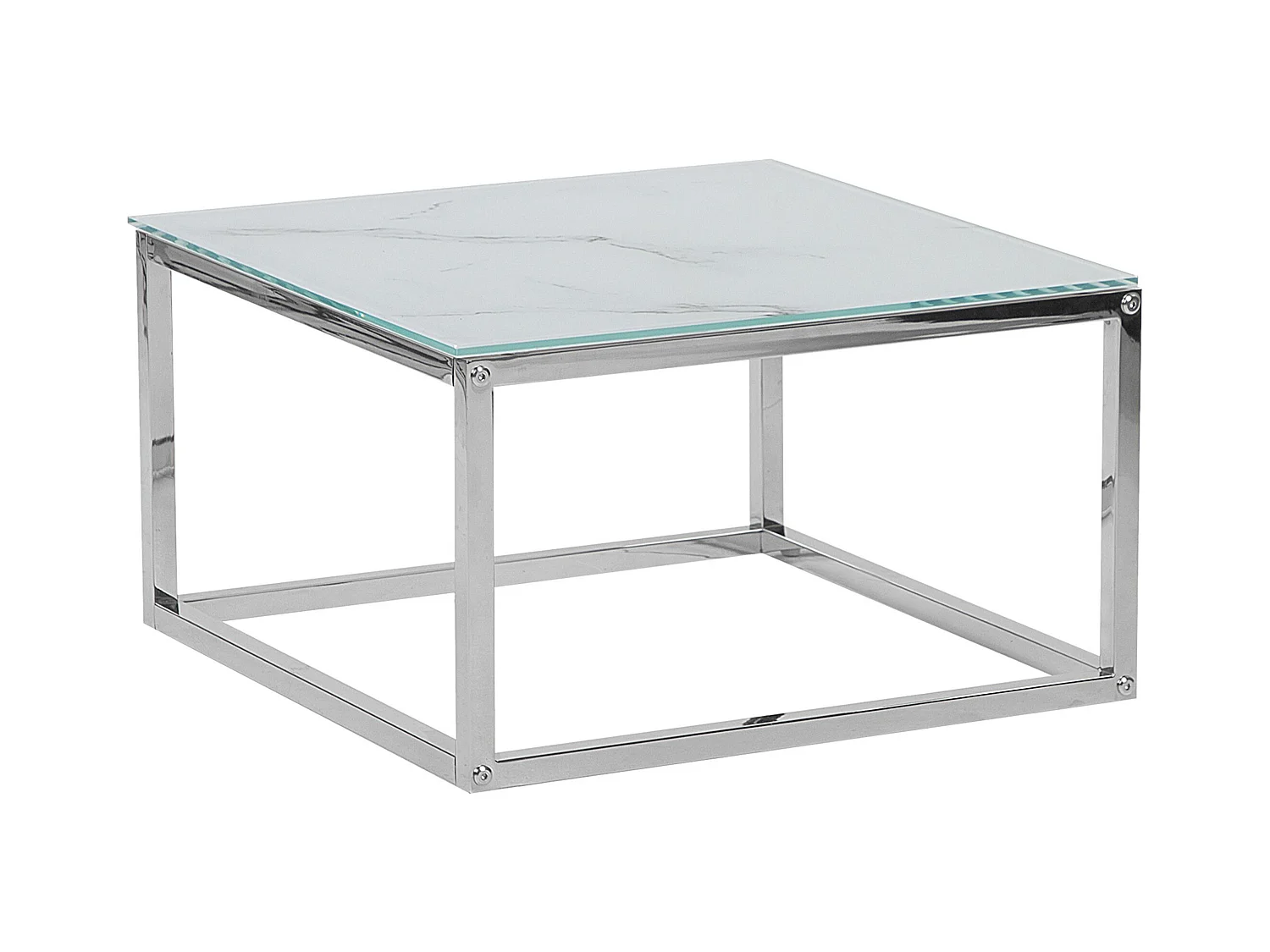 Lot de 2 tables basses BREA Verre de sécurité Marbre blanc