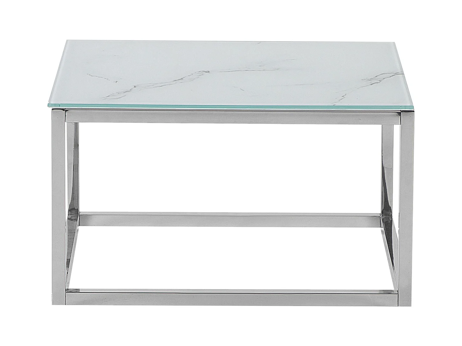 Lot de 2 tables basses BREA Verre de sécurité Marbre blanc