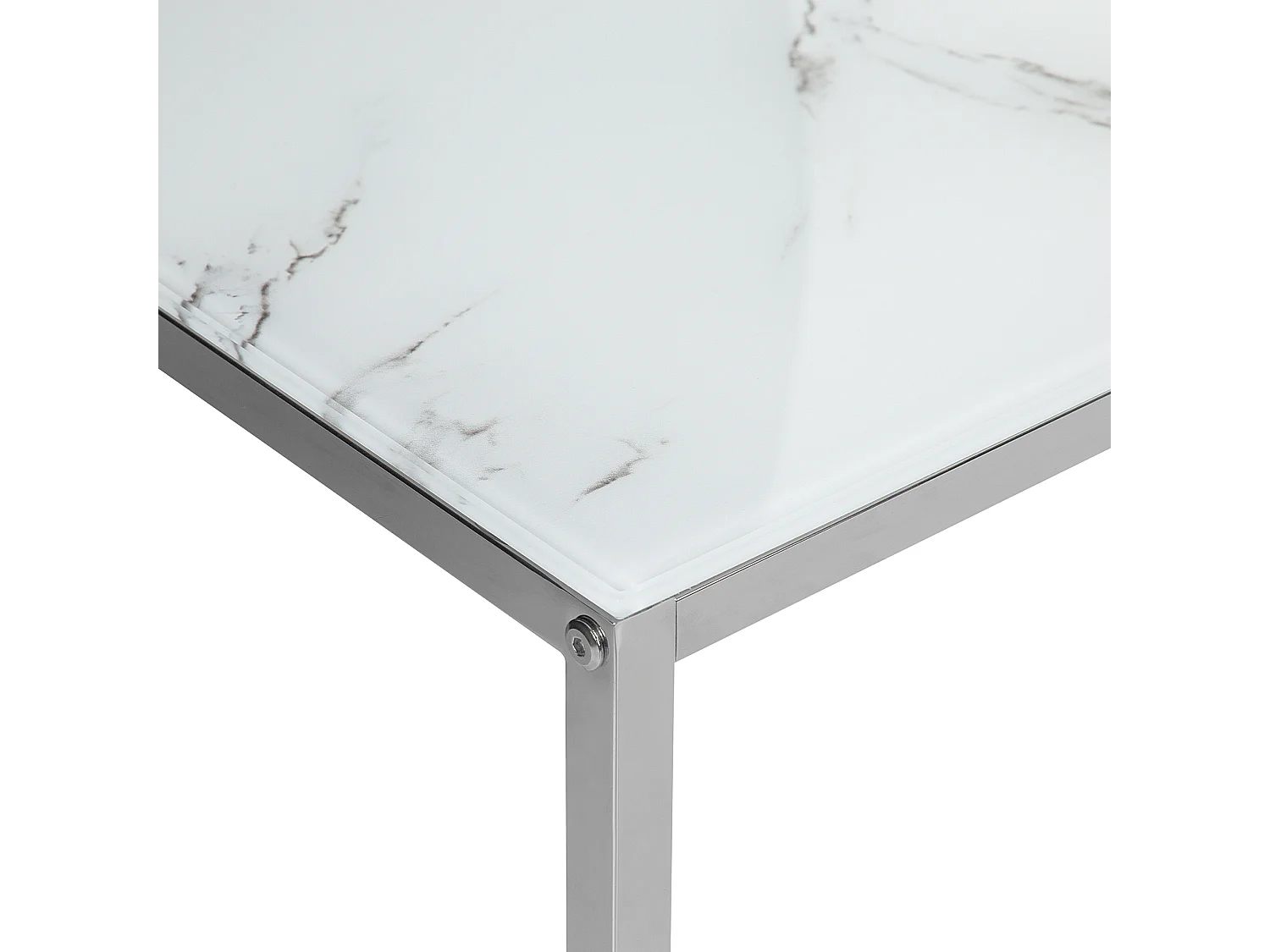 Zestaw 2 stolików kawowych BREA Szkło hartowane Biały marmur