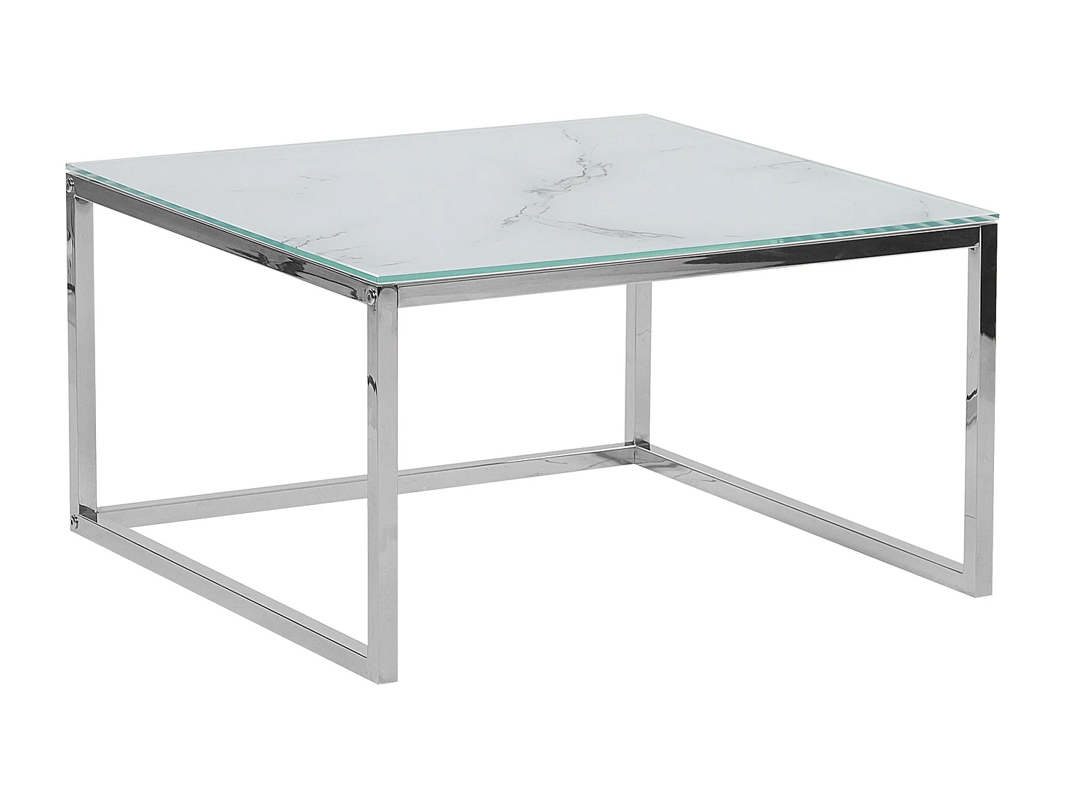 Lot de 2 tables basses BREA Verre de sécurité Marbre blanc