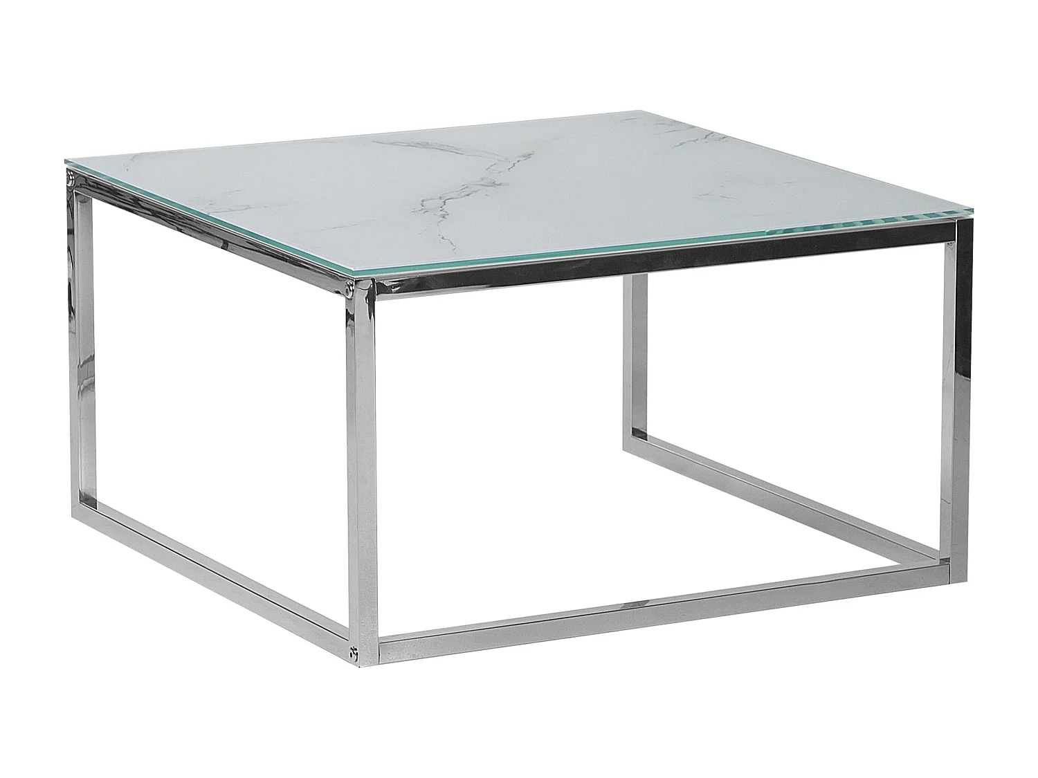 Lot de 2 tables basses BREA Verre de sécurité Marbre blanc