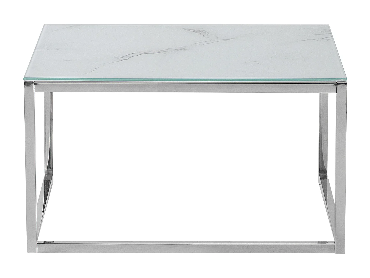 Lot de 2 tables basses BREA Verre de sécurité Marbre blanc