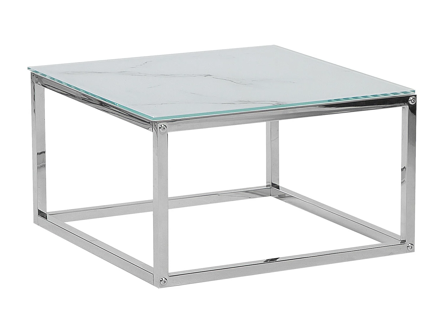 Lot de 2 tables basses BREA Verre de sécurité Marbre blanc
