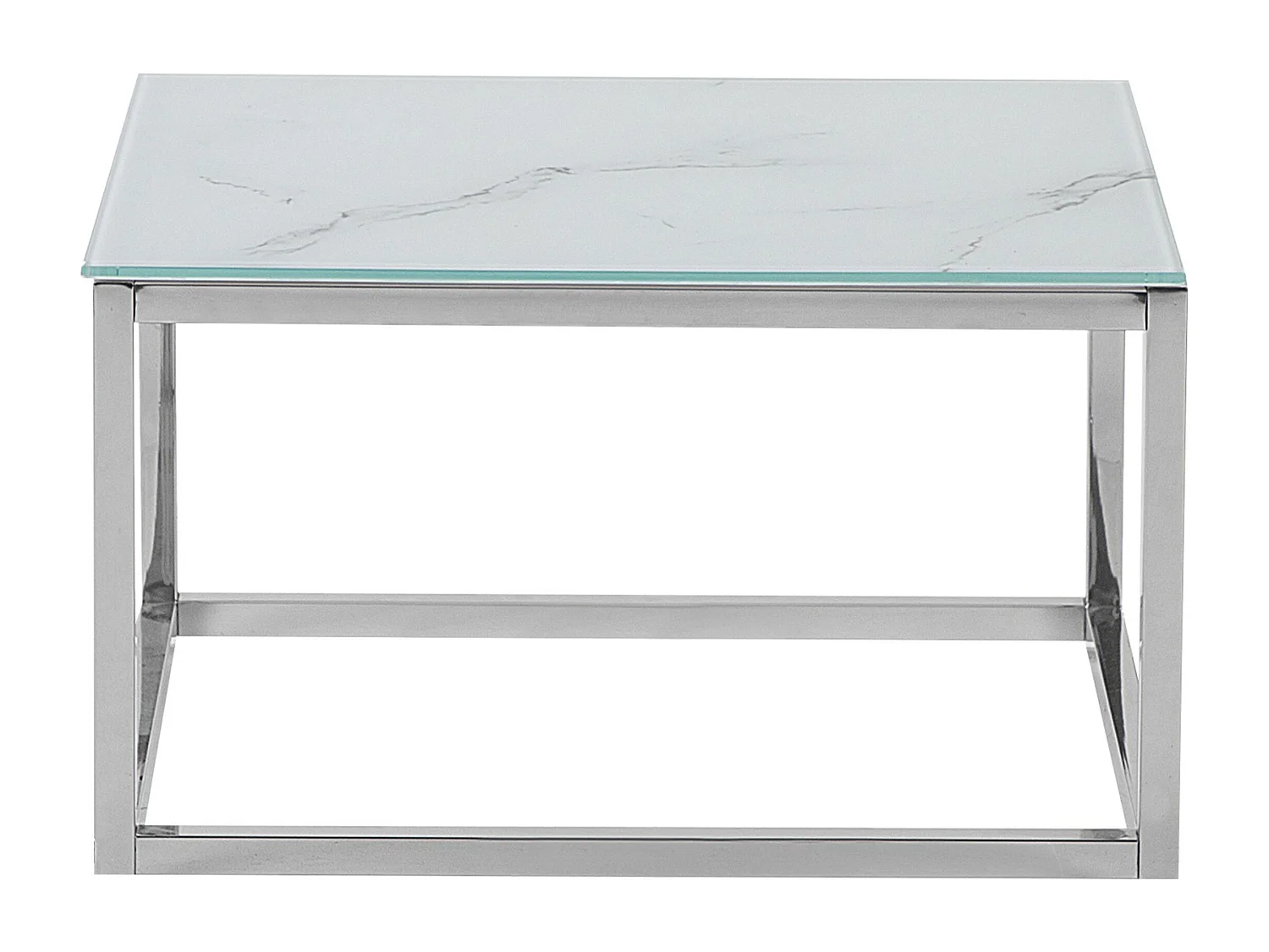 Lot de 2 tables basses BREA Verre de sécurité Marbre blanc