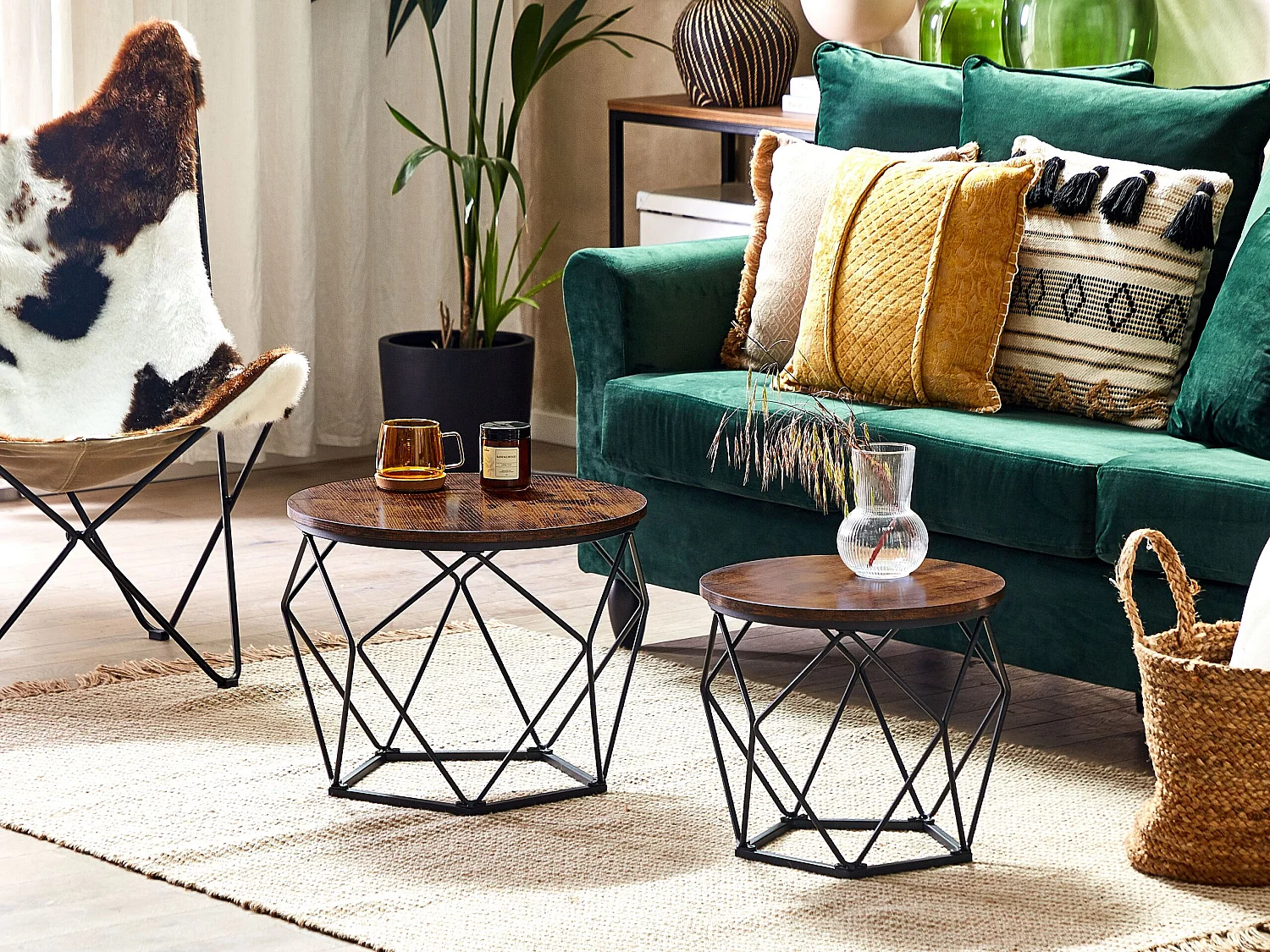 Set van 2 salontafels BRUNI Bruin/zwart