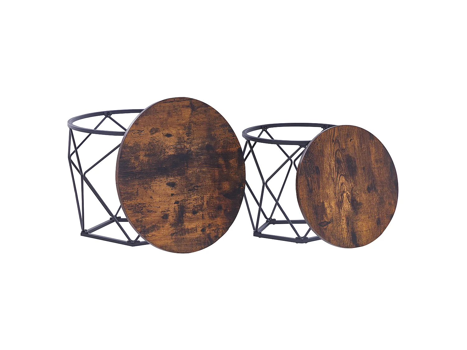 Set van 2 salontafels BRUNI Bruin/zwart