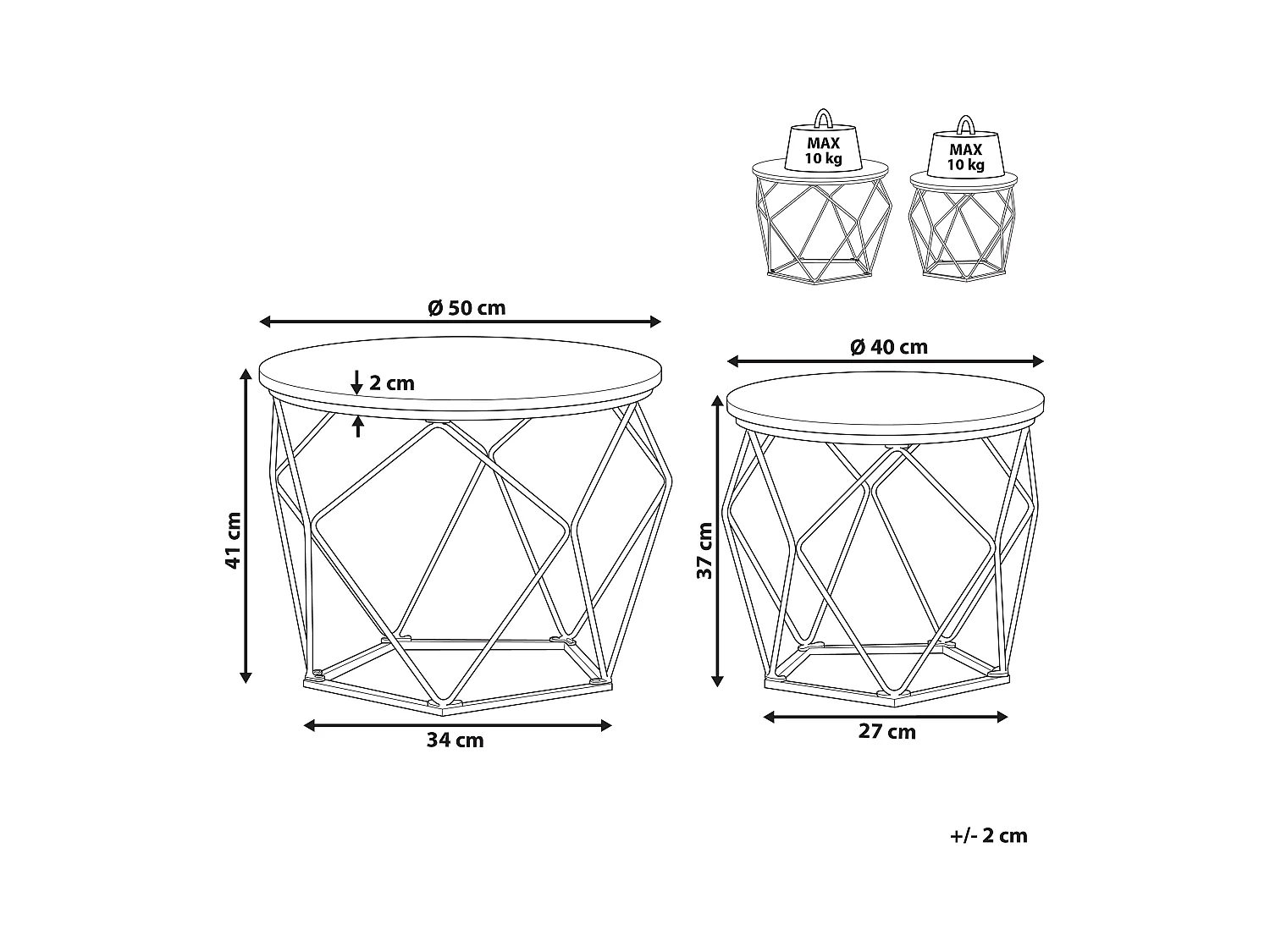 Couchtisch 2er Set BRUNI Braun / Schwarz