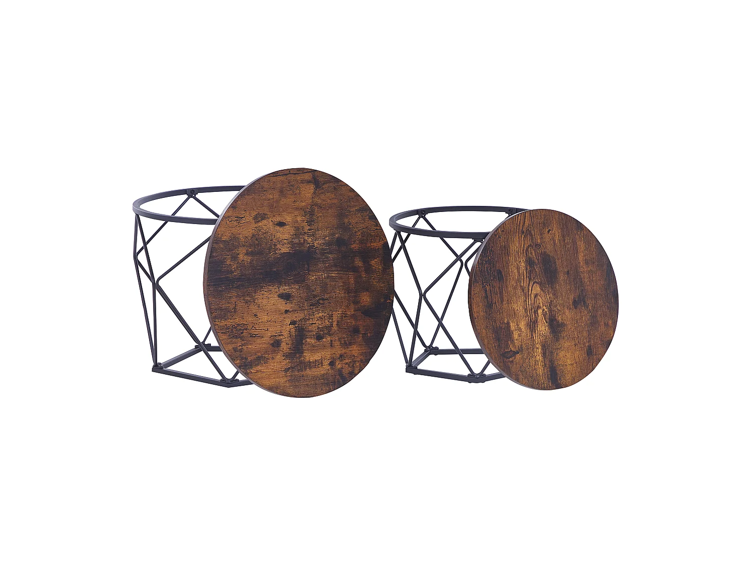 Couchtisch 2er Set BRUNI Braun / Schwarz