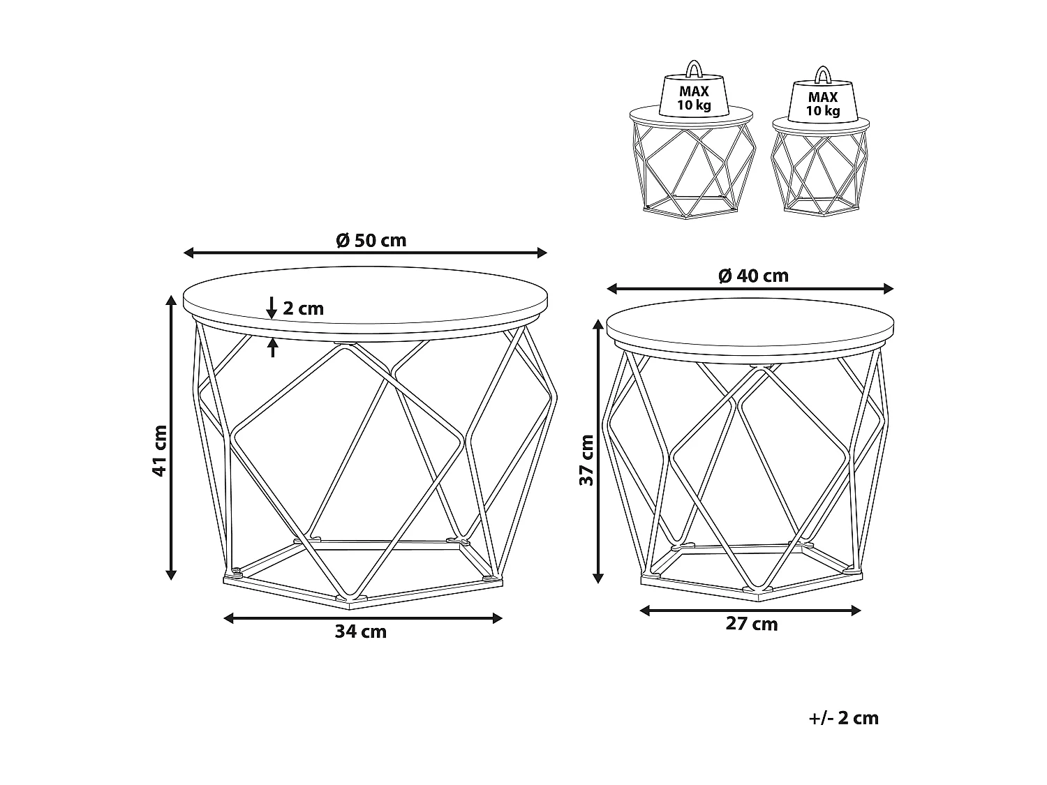 Set di 2 tavolini da caffè BRUNI Marrone/ Nero