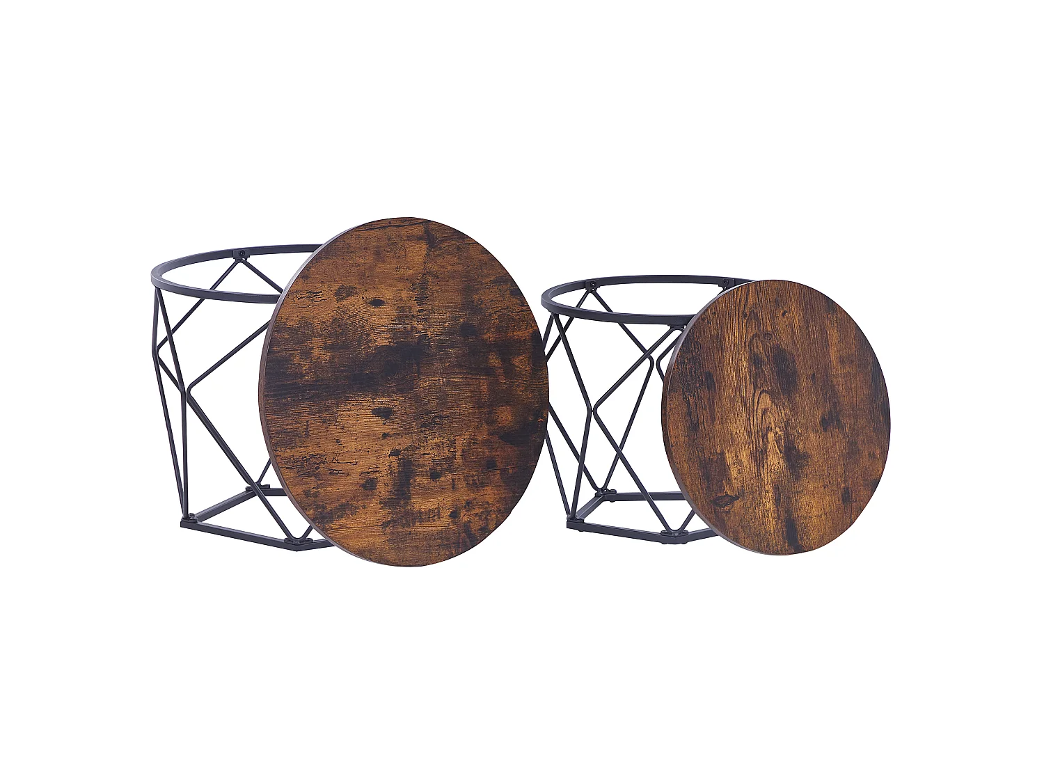 Set di 2 tavolini da caffè BRUNI Marrone/ Nero