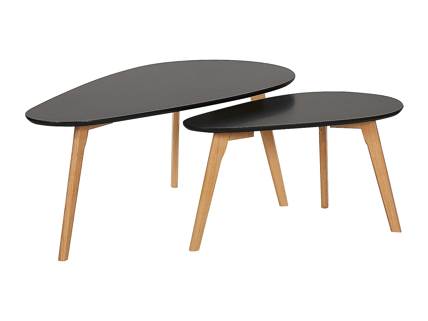 Lot de 2 tables basses noir et bois clair FLY III