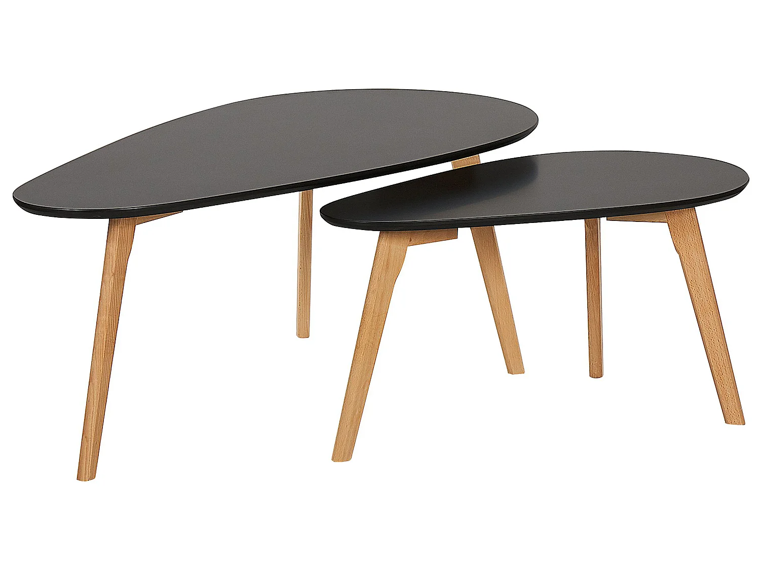 Lot de 2 tables basses noir et bois clair FLY III