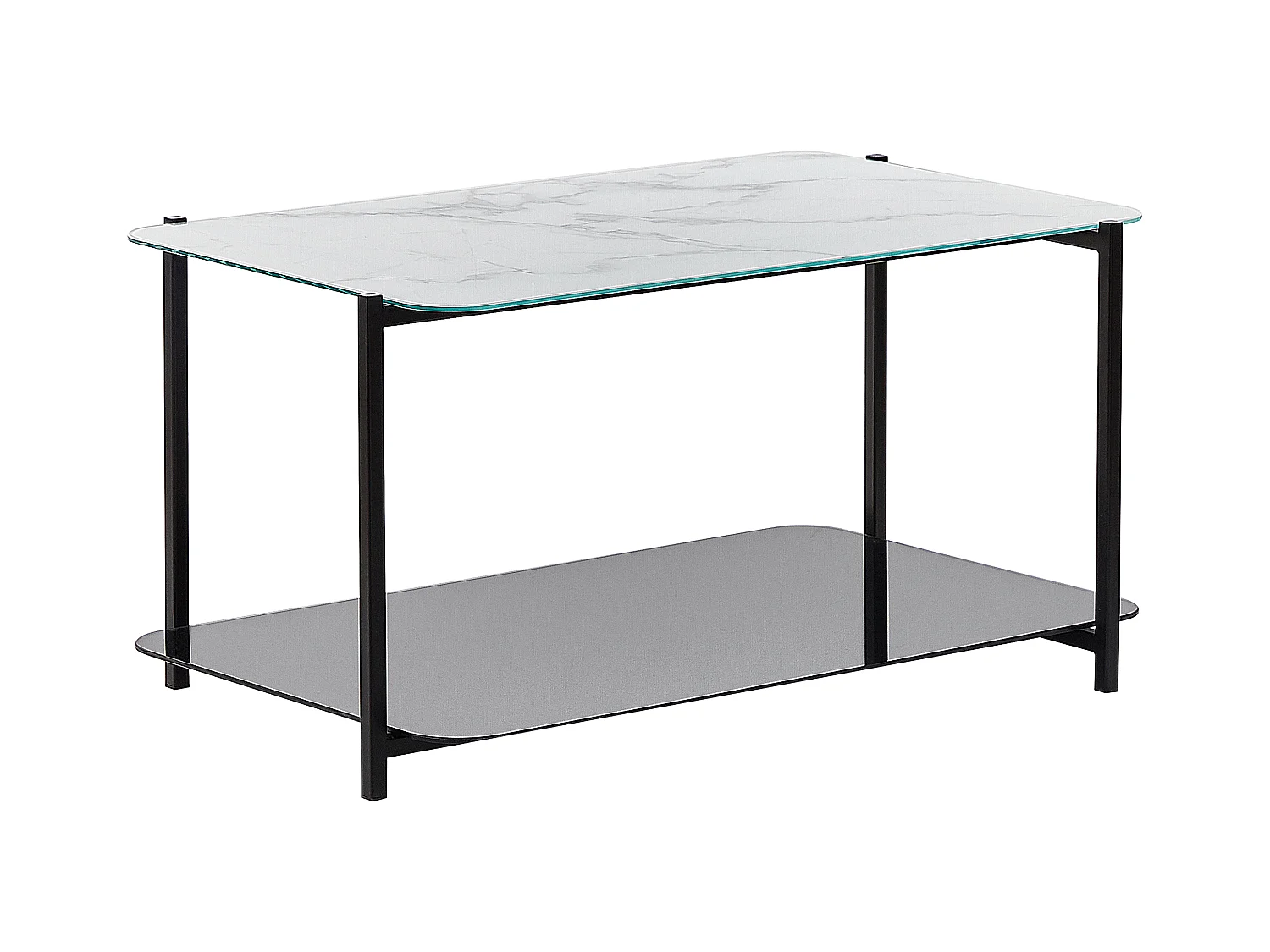 Table basse GLOSTER Verre de sécurité Marbre blanc