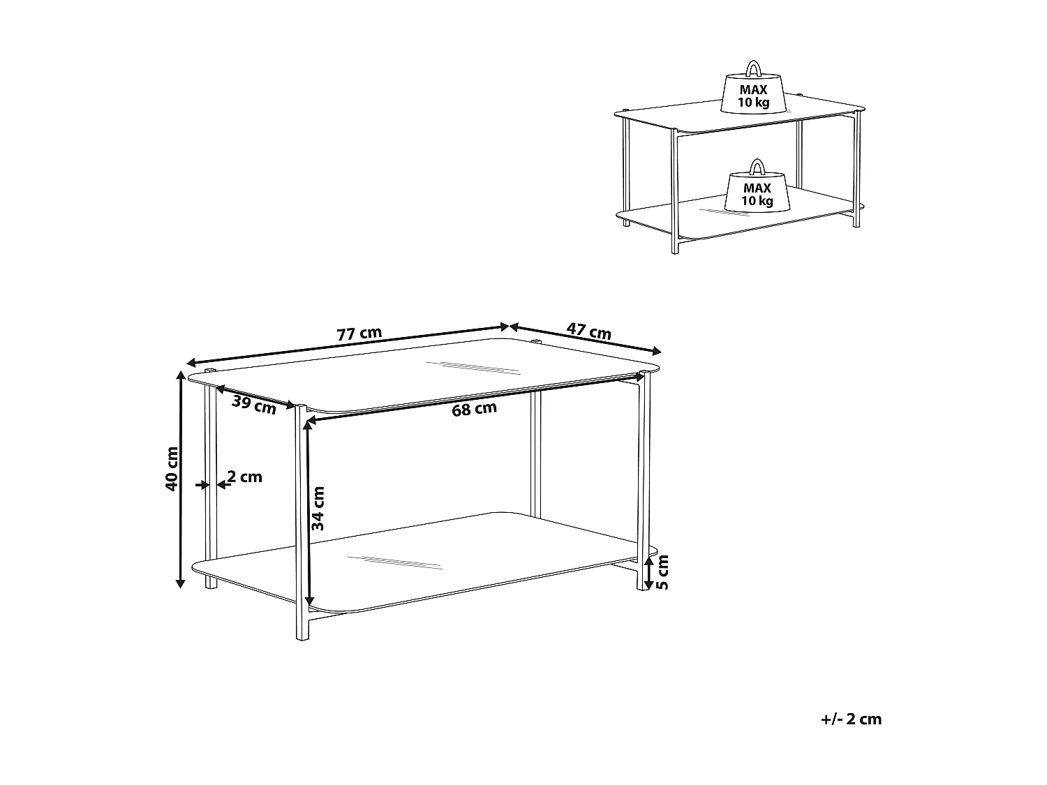 Salontafel GLOSTER Veiligheidsglas Wit marmer