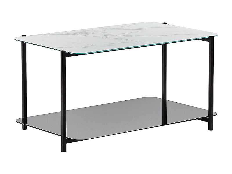 Salontafel GLOSTER Veiligheidsglas Wit marmer