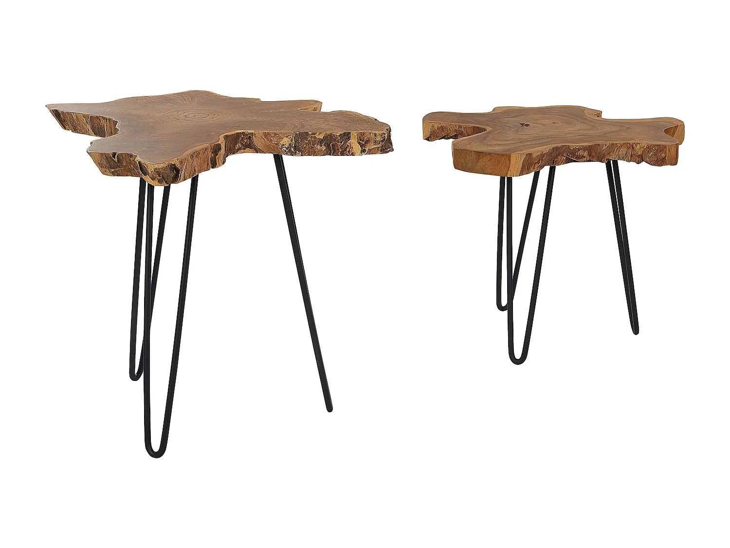Lot de 2 tables d'appoint CAMROSE Teck Marron foncé