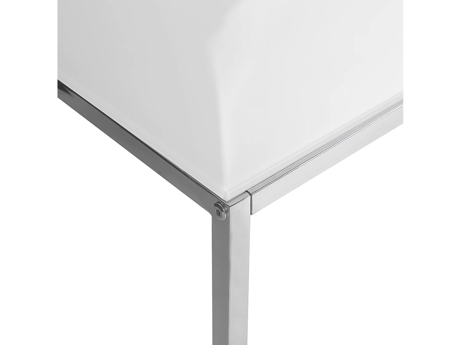 Beliani Quadratisch, minimalistisch und modern: Couchtisch 2er Set in Weiß mit polierten Metallbeinen und Silber Glastischplatte Brea