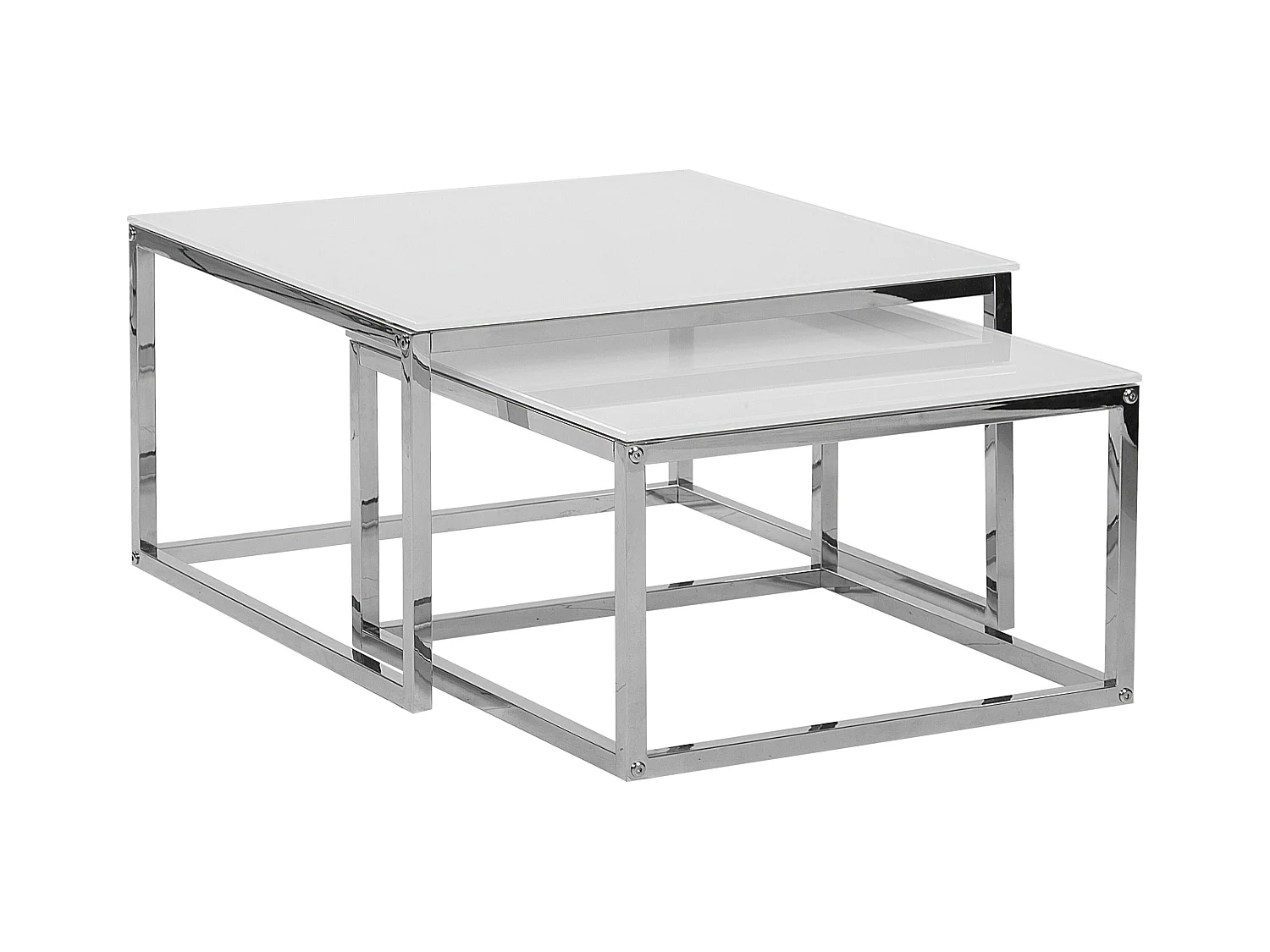 Lot de 2 tables basses BREA Verre de sécurité Blanc