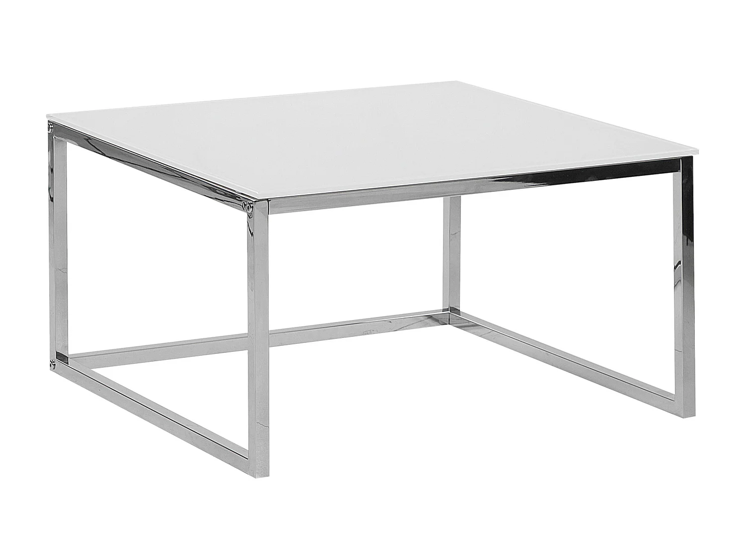 Beliani Quadratisch, minimalistisch und modern: Couchtisch 2er Set in Weiß mit polierten Metallbeinen und Silber Glastischplatte Brea
