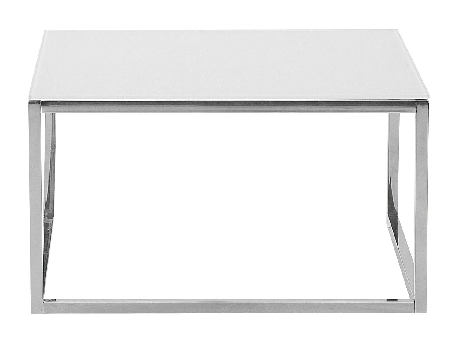 Beliani Quadratisch, minimalistisch und modern: Couchtisch 2er Set in Weiß mit polierten Metallbeinen und Silber Glastischplatte Brea