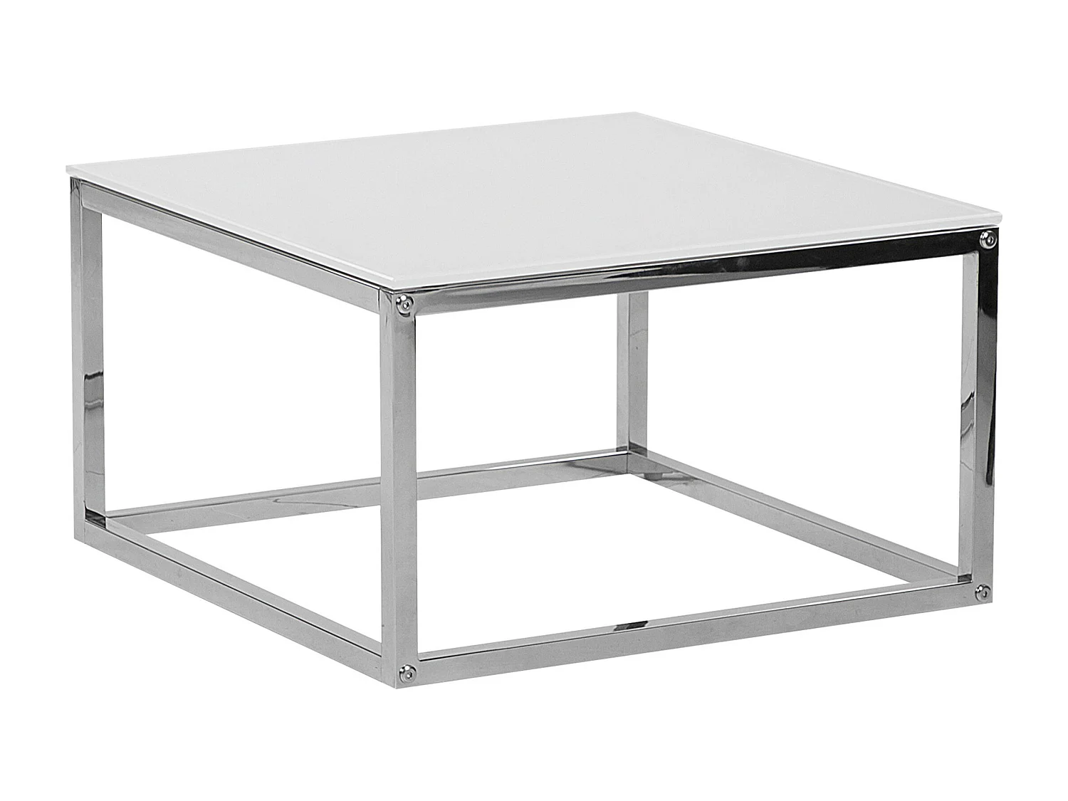 Beliani Quadratisch, minimalistisch und modern: Couchtisch 2er Set in Weiß mit polierten Metallbeinen und Silber Glastischplatte Brea