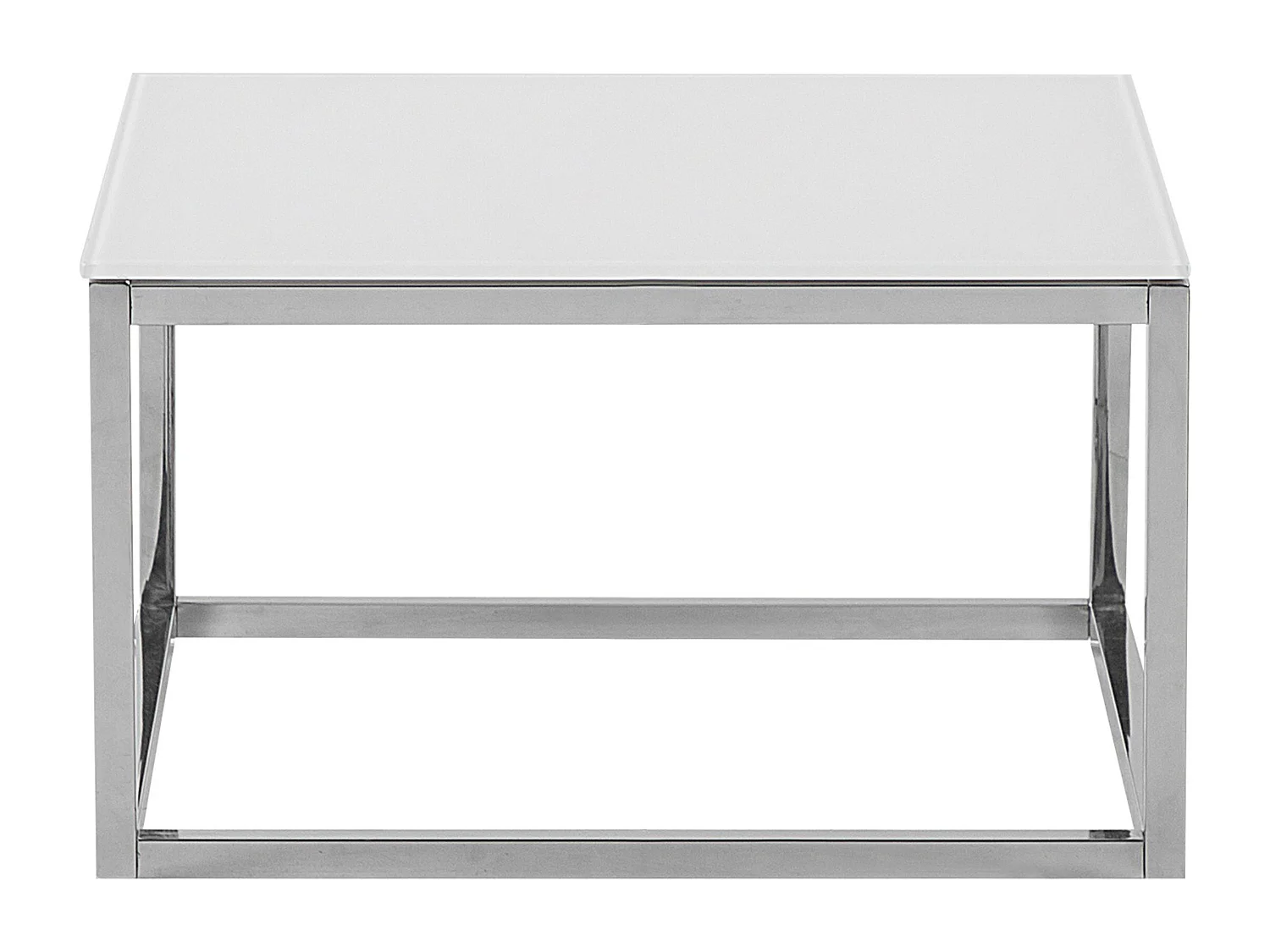 Beliani Quadratisch, minimalistisch und modern: Couchtisch 2er Set in Weiß mit polierten Metallbeinen und Silber Glastischplatte Brea