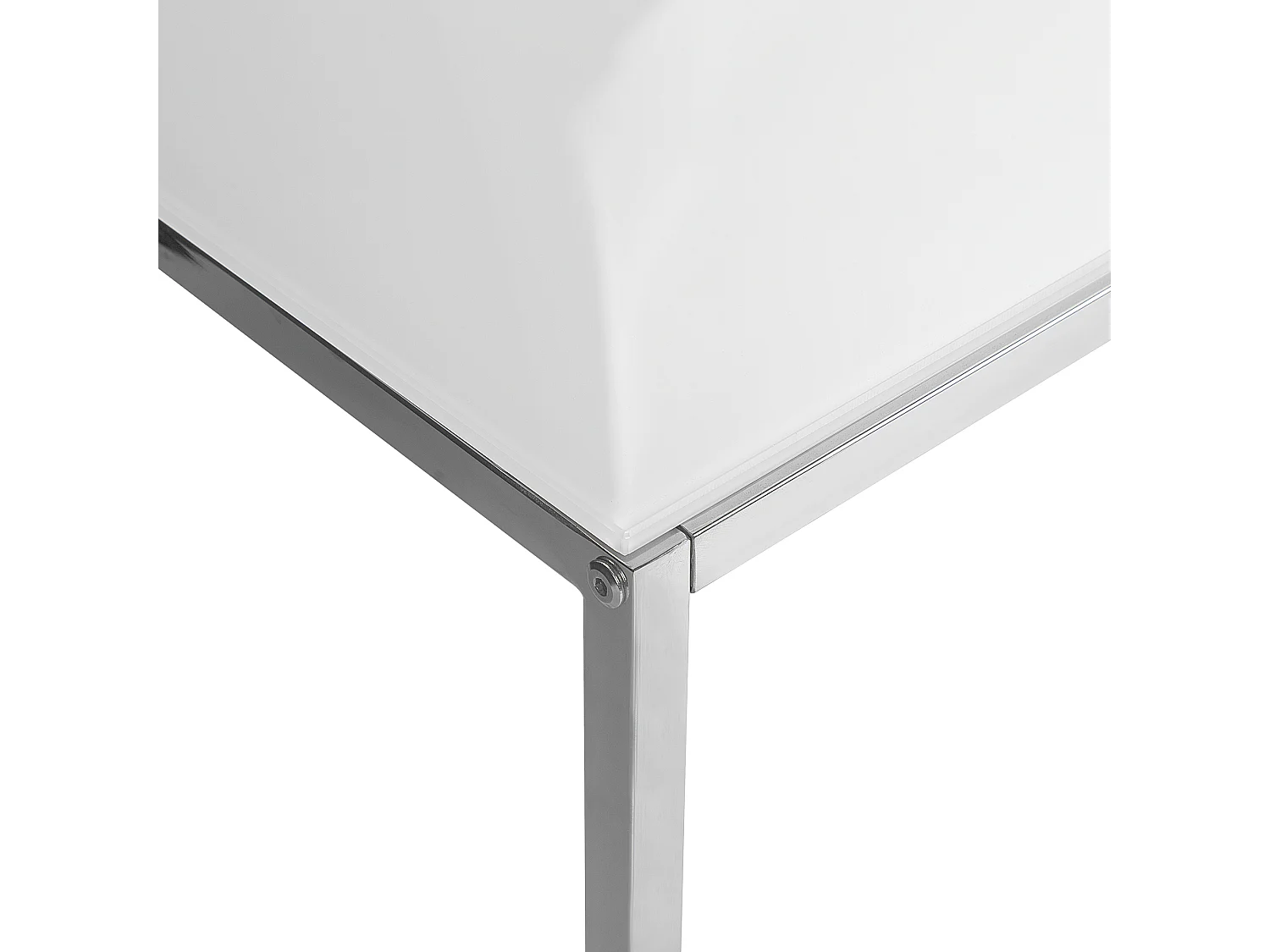 Beliani Quadratisch, minimalistisch und modern: Couchtisch 2er Set in Weiß mit polierten Metallbeinen und Silber Glastischplatte Brea