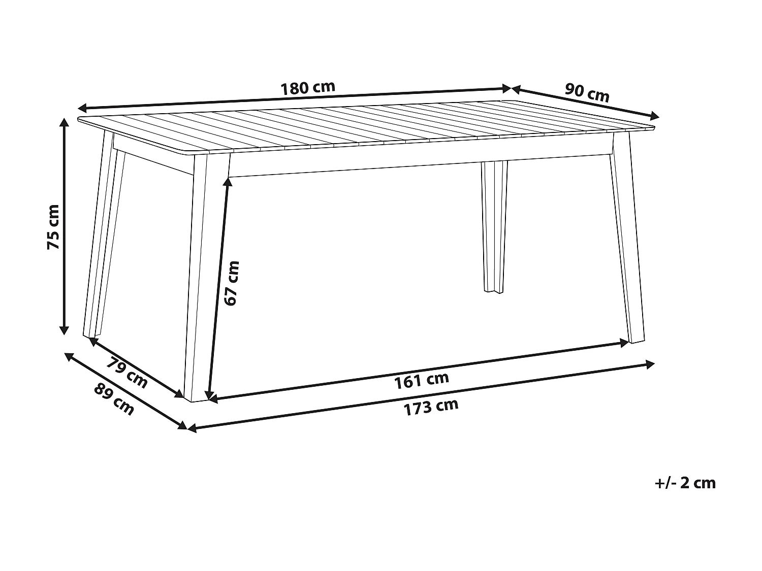 Tuin eettafel FORNELLI 180 cm 90 cm Acaciahout Bruin