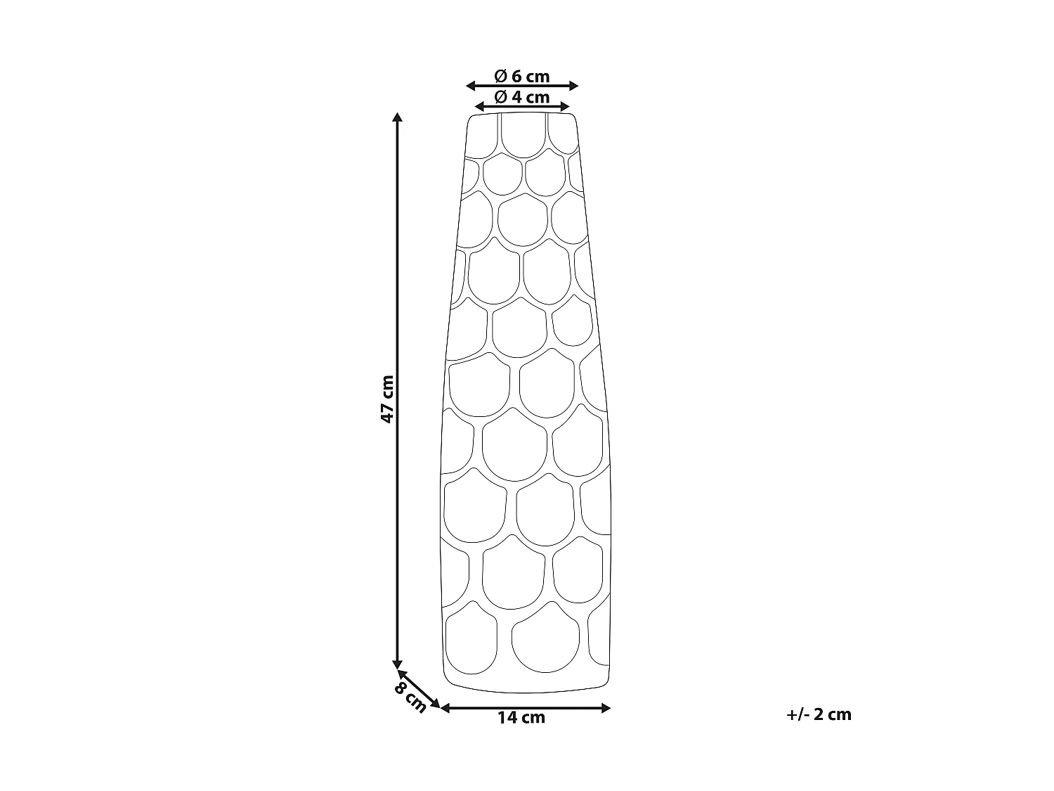 Blumenvase Aluminium silber mit Schuppen Struktur 47cm Handarbeit Deko Sukhothai
