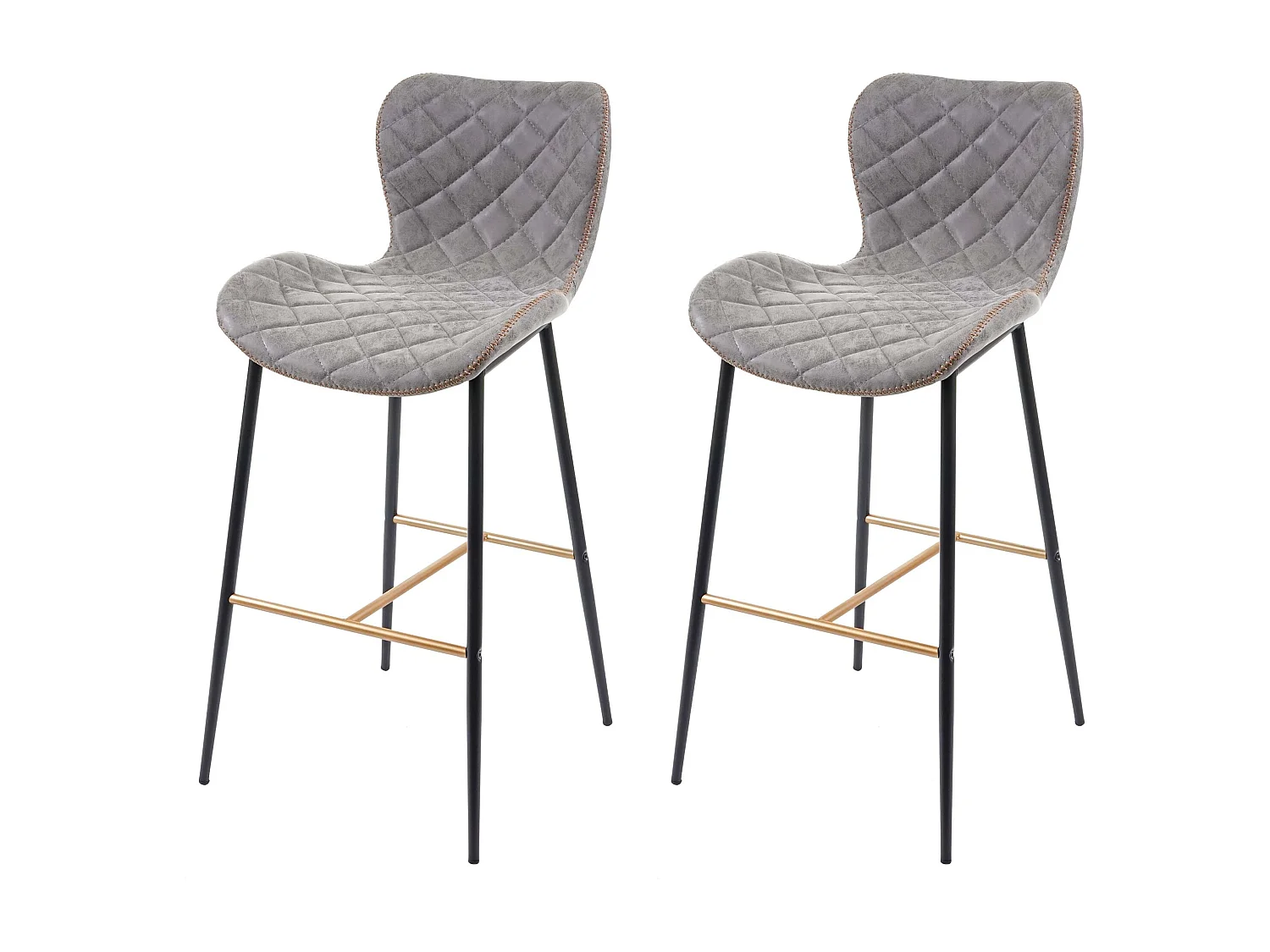 Barkruk MCW-E55 (set van 2),  kunstleer suède grijs