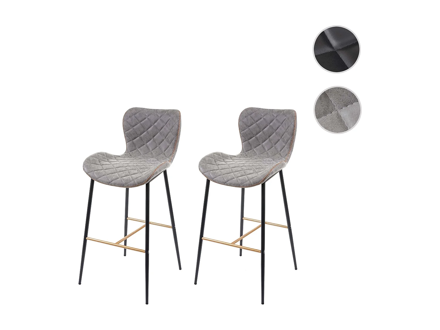 Barkruk MCW-E55 (set van 2),  kunstleer suède grijs