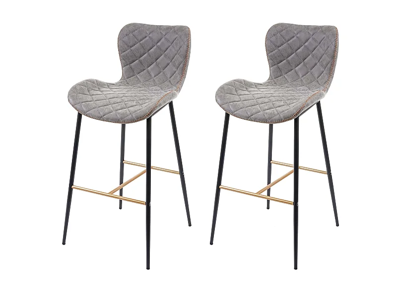 Barkruk MCW-E55 (set van 2),  kunstleer suède grijs