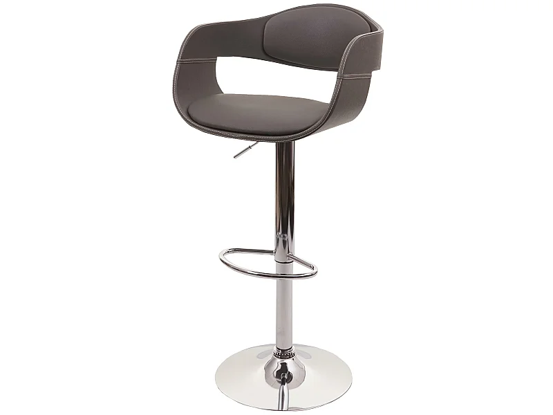 Sgabello sedia design elegante retrò MCW-A47b acciaio cromato ecopelle grigio opaco