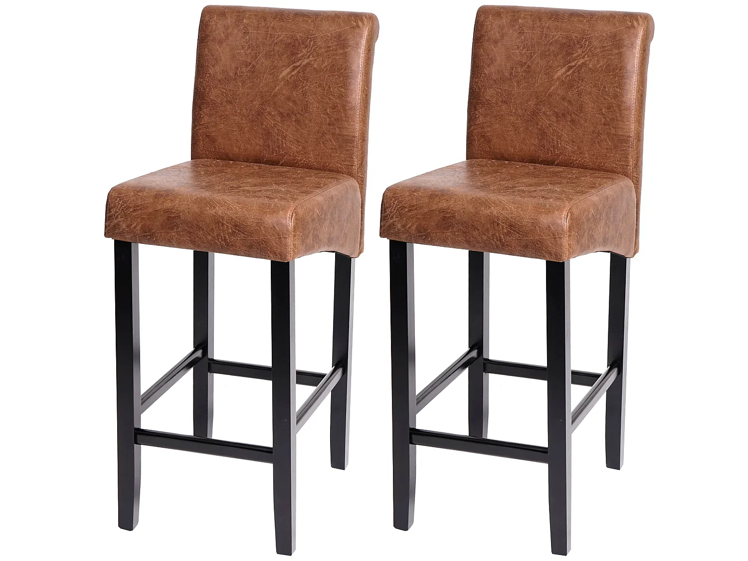 Coppia sgabelli alti MCW-C33 Lounge legno tessuto ~ scamosciato piedi scuri