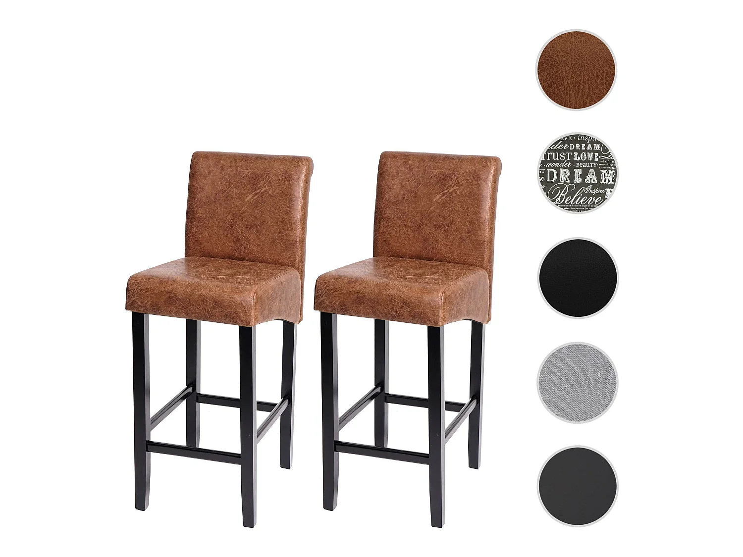 Barkruk MCW-C33 (set van 2),  imitatiesuède, donkere poten, stof/textiel