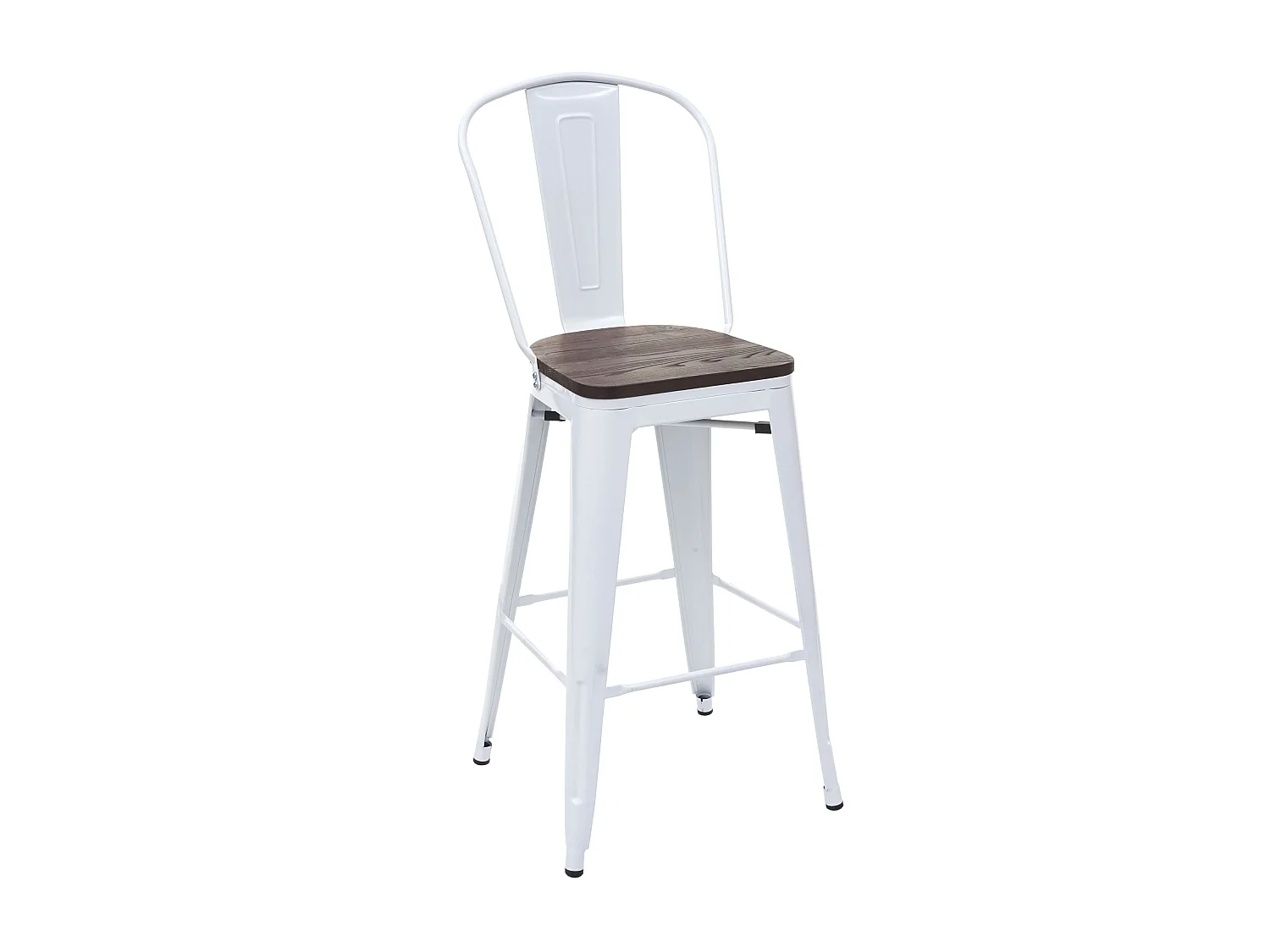 Tabouret de bar MCW-A73, assise en bois incluse,  blanc