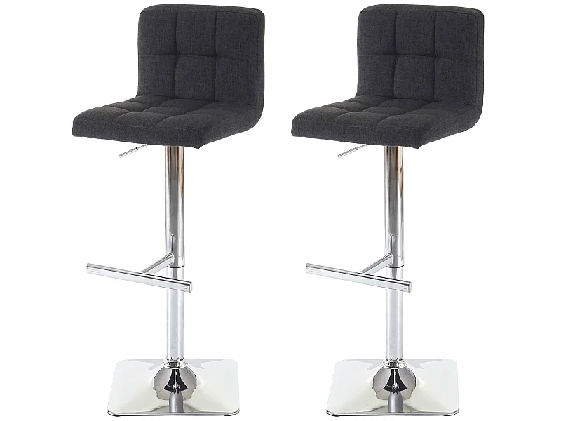 Barkruk Cadiz (set van 2),  stof/textiel donkergrijs, voet chroom