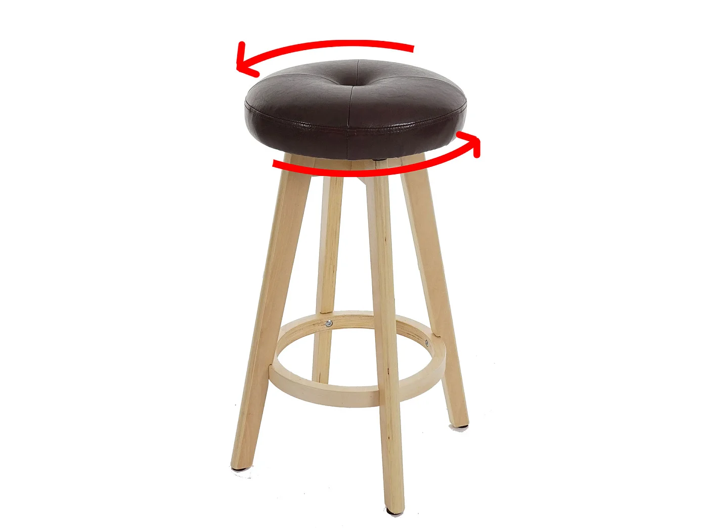 Tabouret de bar Boras (lot de 2) pivotant,  bordeaux, pieds clairs