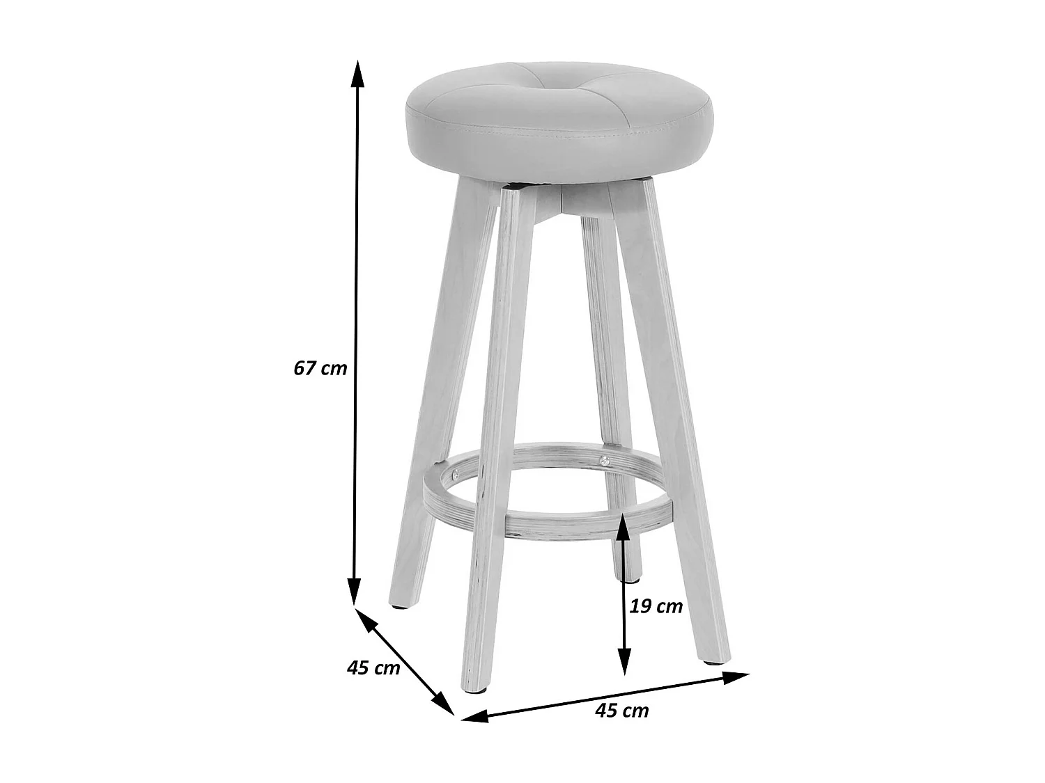 Stołek barowy Boras (zestaw 2) obrotowy,  bordo, jasne nogi