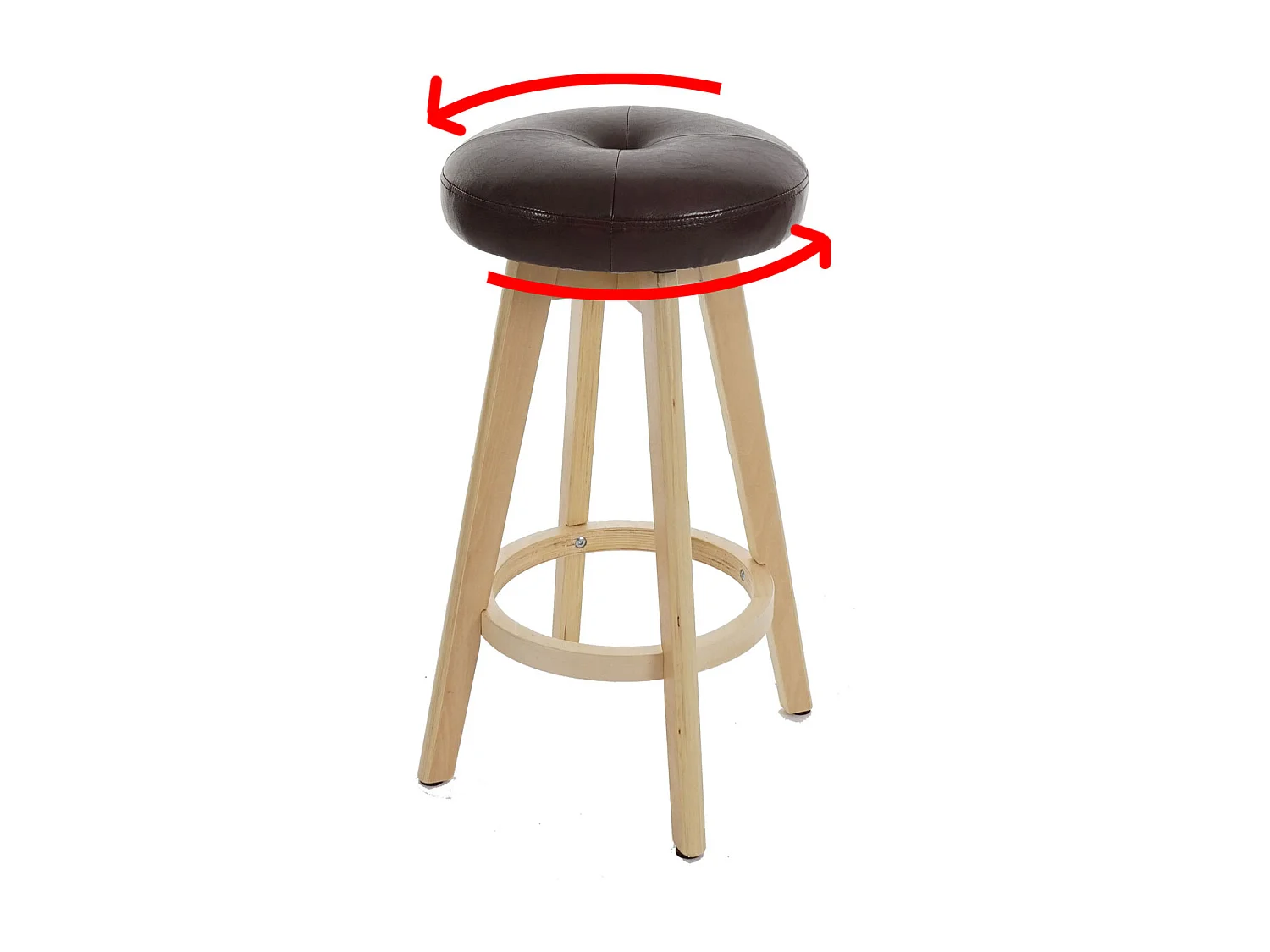 Stołek barowy Boras (zestaw 2) obrotowy,  bordo, jasne nogi