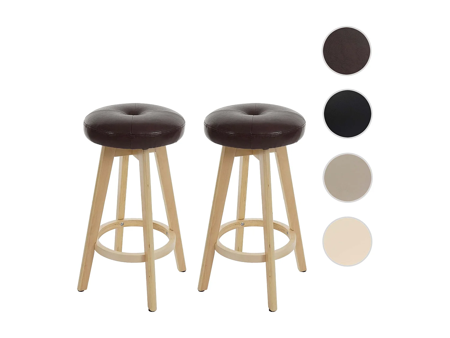 Stołek barowy Boras (zestaw 2) obrotowy,  bordo, jasne nogi