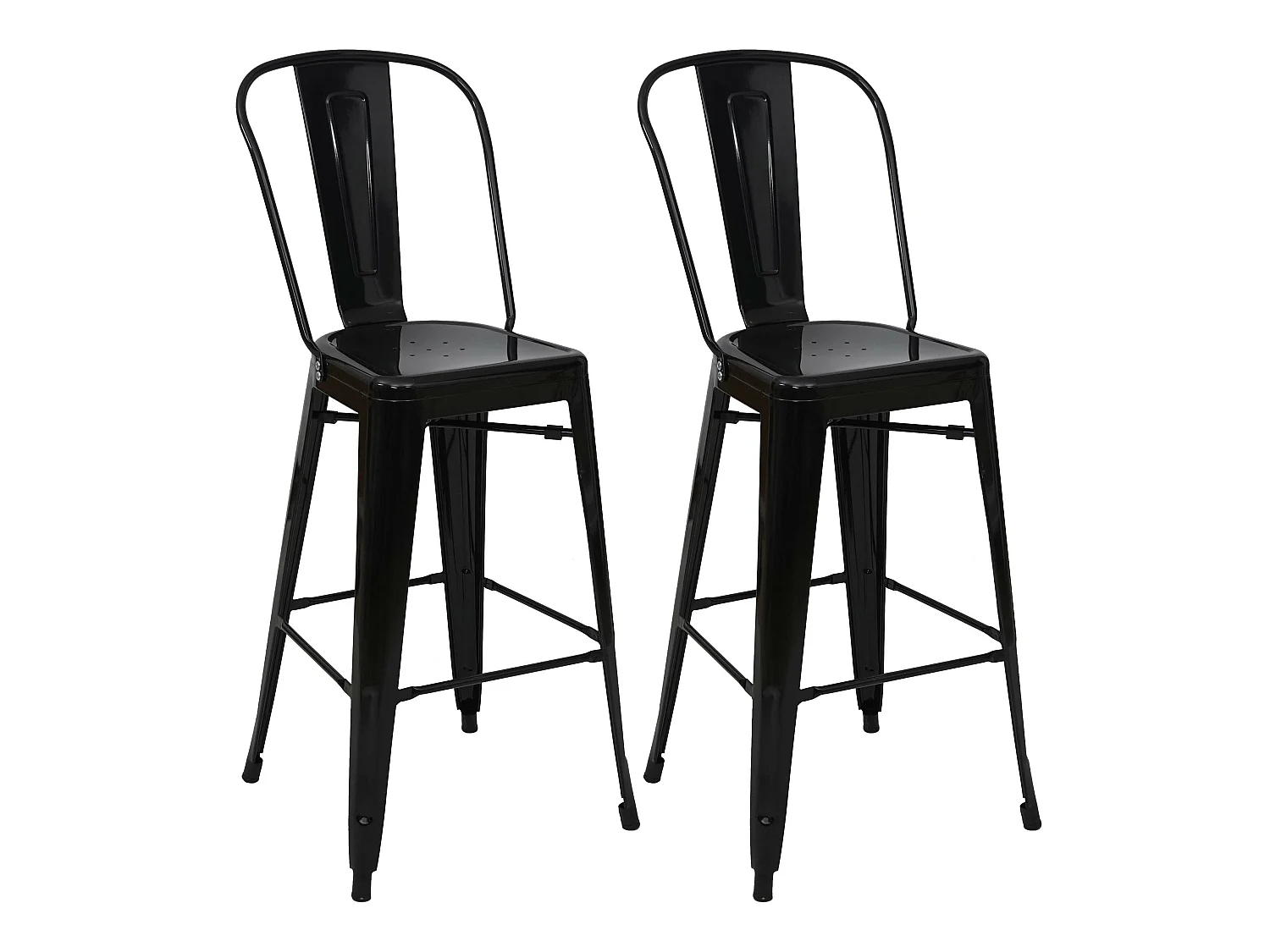 Tabouret de bar MCW-A73 Métal (lot de 2),  noir