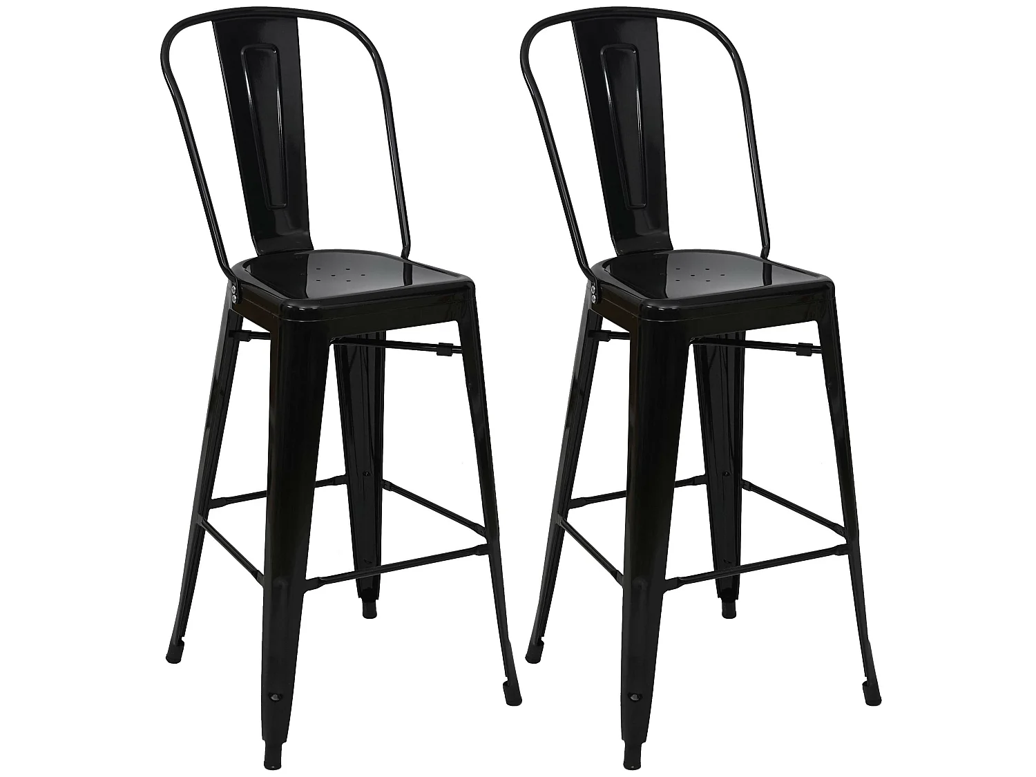 Tabouret de bar MCW-A73 Métal (lot de 2),  noir