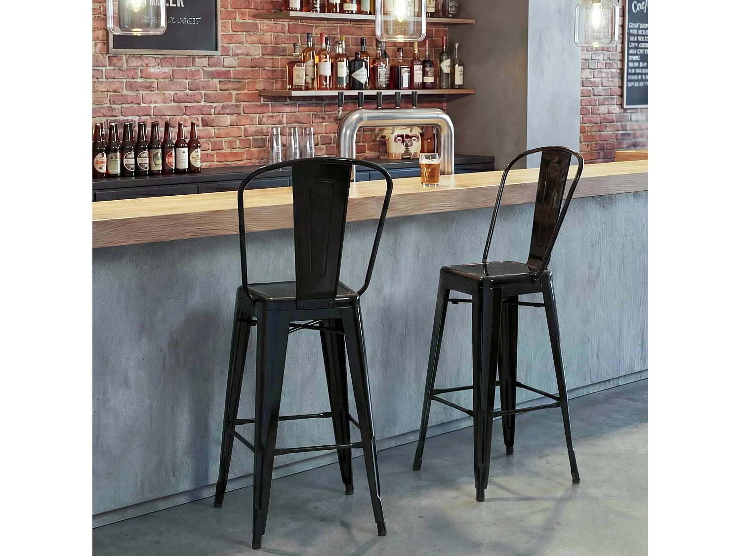 Barhocker MCW-A73 Metall (2er-Set), Schwarz