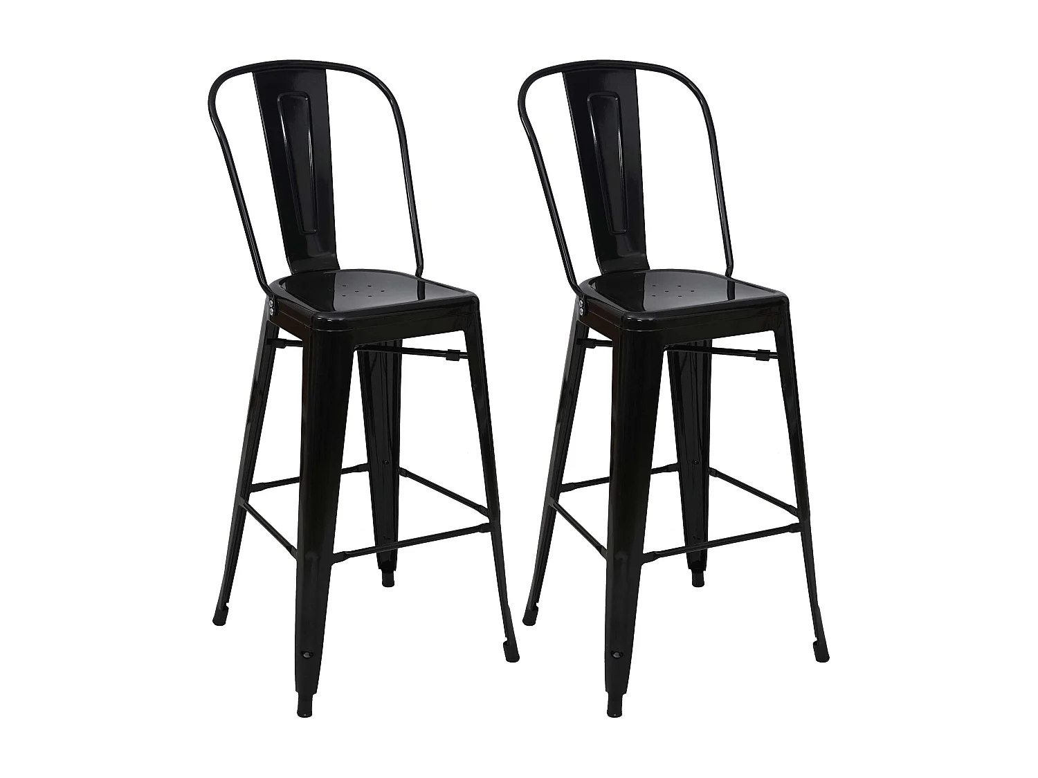 Barhocker MCW-A73 Metall (2er-Set), Schwarz