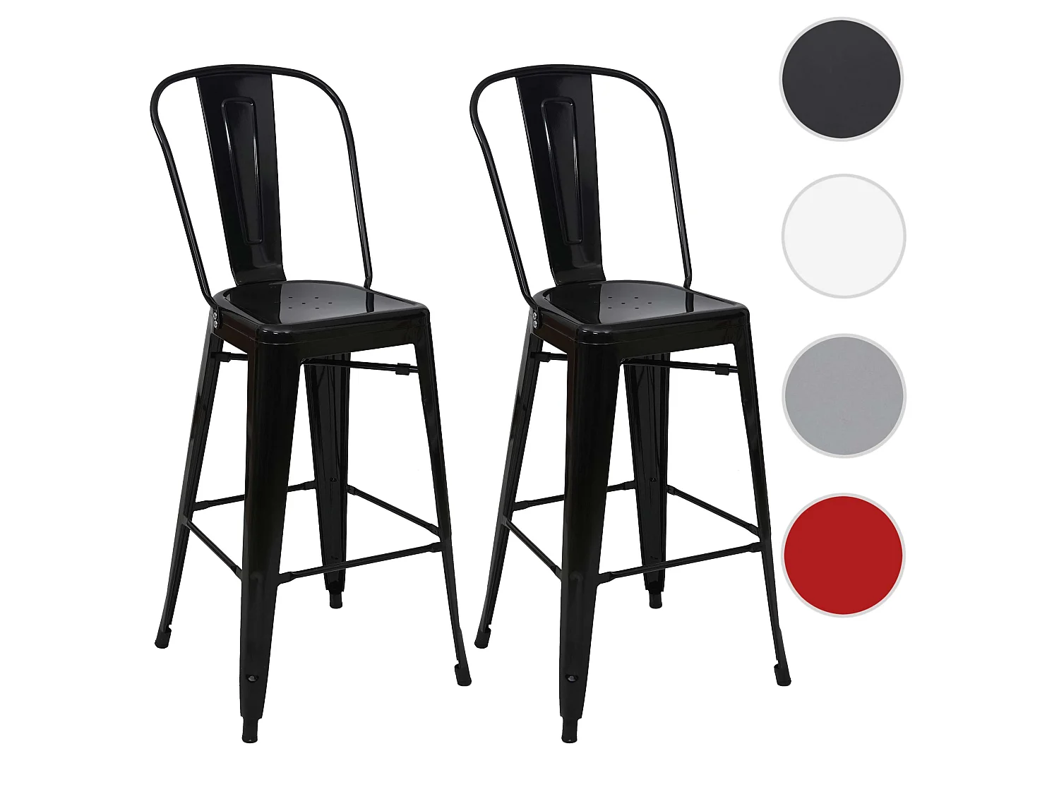 Stołki barowe MCW-A73 metalowe (zestaw 2 szt.),  czarne