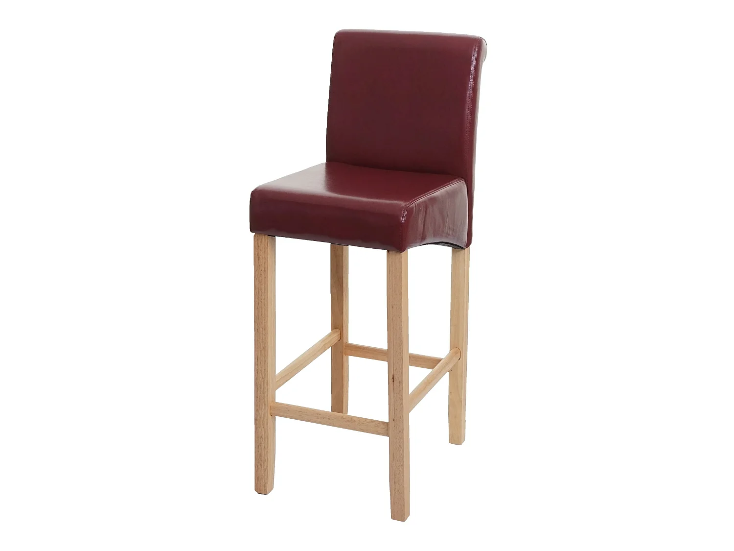 Tabouret de bar MCW-C33,  rouge-brun, pieds clairs, similicuir