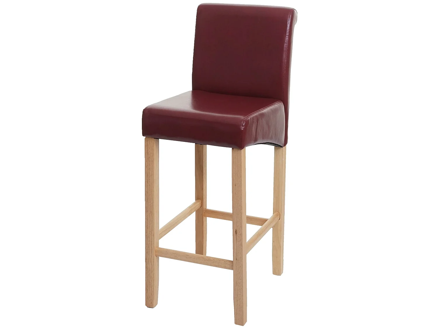 Tabouret de bar MCW-C33,  rouge-brun, pieds clairs, similicuir