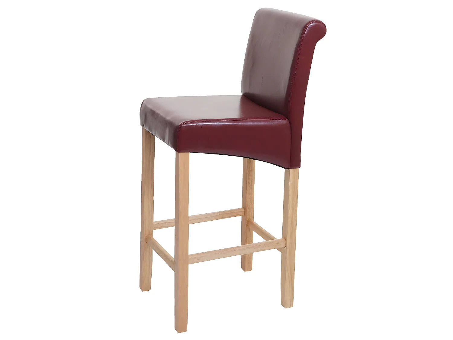 Tabouret de bar MCW-C33,  rouge-brun, pieds clairs, similicuir